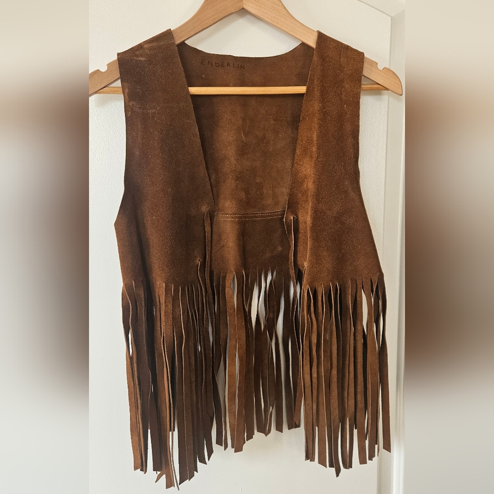 Vintage leather fringe vest